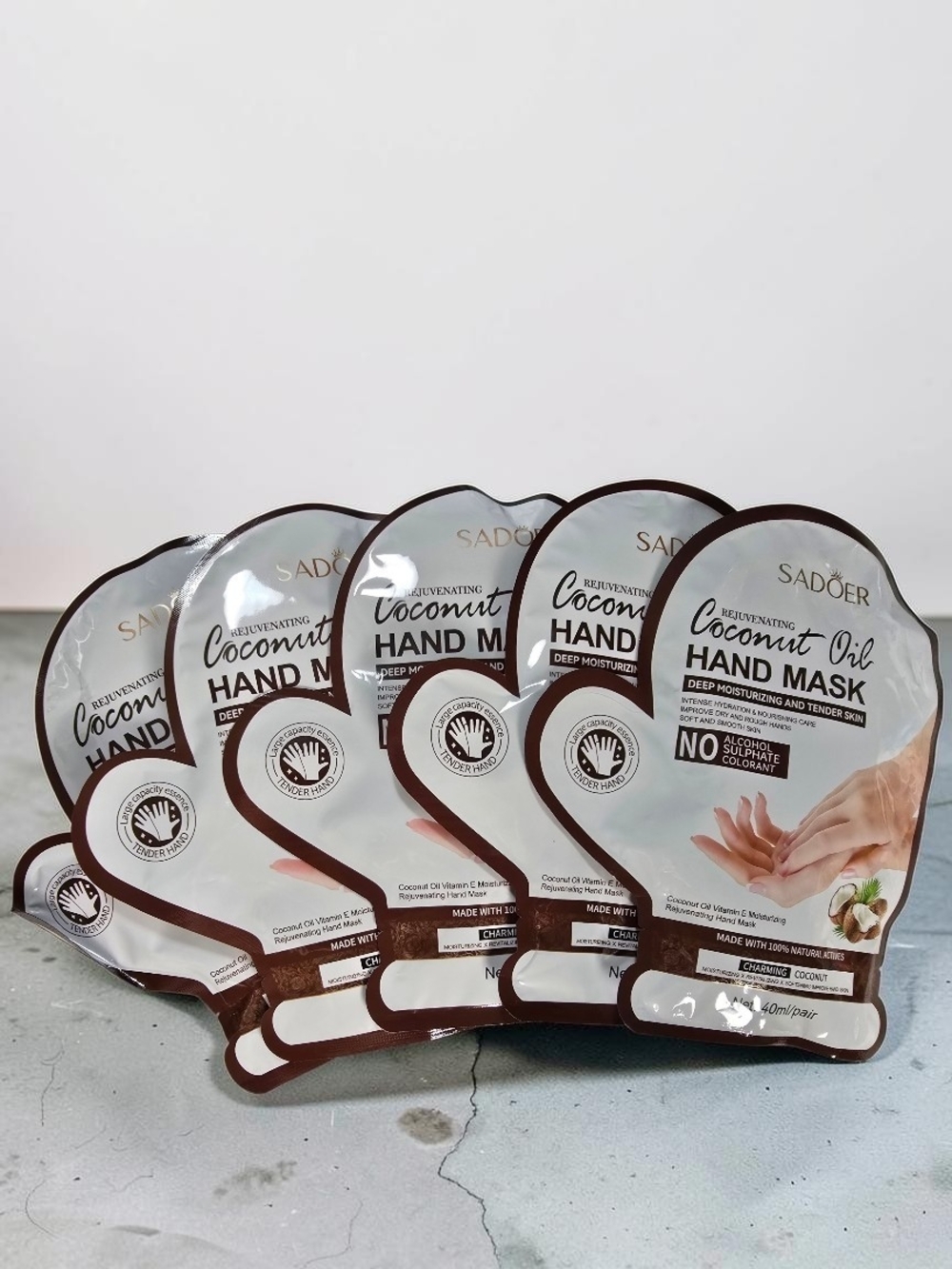 SADOER Coconut Oil Hand Mask Bundle of 5 | Deep Moisturizing Spa Gloves | New